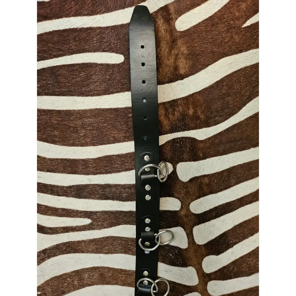 Vintage HOT TOPIC Gothic Punk Black O-Ring Bondage Belt Silver Hardware Rivet 36